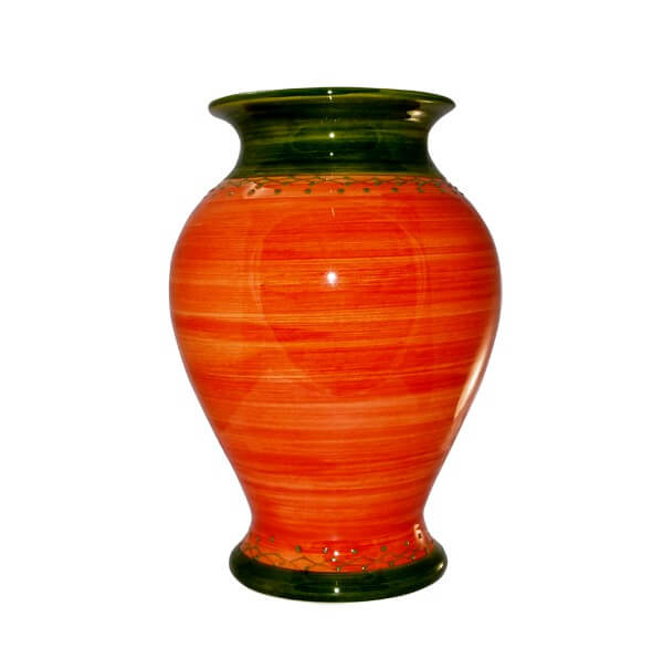 vase-amphore-grand -poly-orange-vert-terre-provence-vaisselle-saint-remy-de-provence
