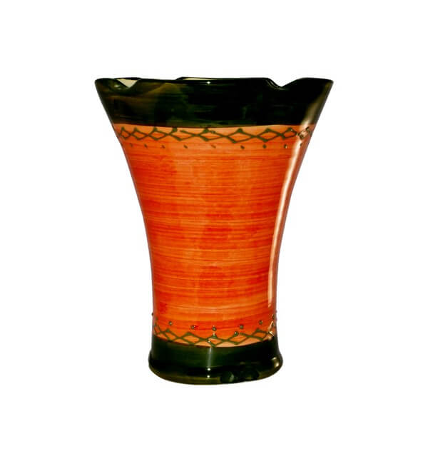 vase-glaieul-petit-poly-orange-vert-terre-provence-vaisselle-saint-remy-de-provence